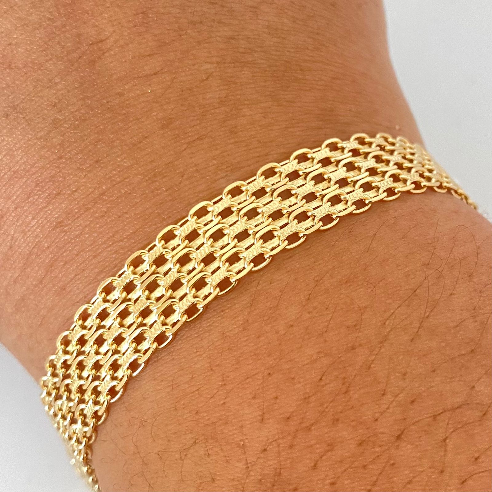 Pulso It chino triple carril Oro amarillo 18k +1 / 19,55 Gr / 11,35 mm / 21 Cm